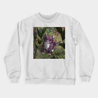 Purple cat painting Crewneck Sweatshirt